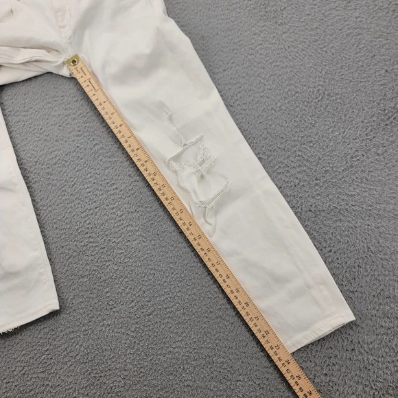 American Eagle Jeans Womens 2 Cream Super Super Stretch Distressed Jegging Crop‎ - Picture 12 of 16